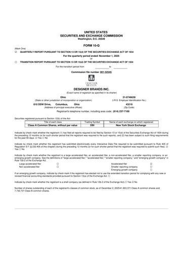 Thumbnail Designer Brands
 10-Q Quarterly Report FY2025 