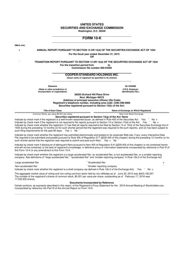 Vorschaubild Cooper Standard 10-K Jahresbericht 2015