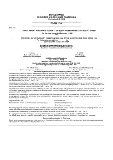 Vorschaubild Cooper Standard 10-K Jahresbericht 2017