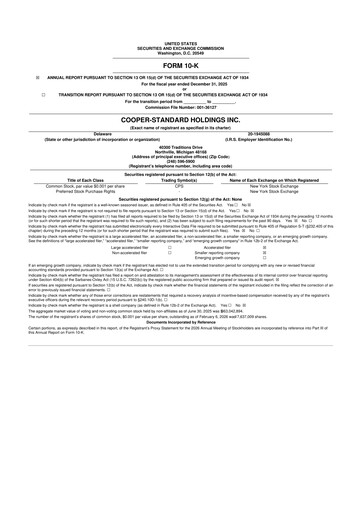 Vorschaubild Cooper Standard 10-K Jahresbericht 2025