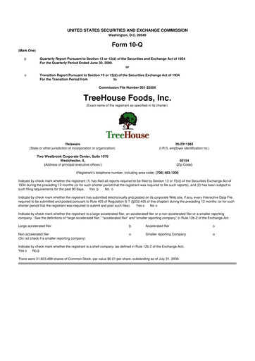 Vorschaubild TreeHouse Foods
 10-Q Quartalsbericht  