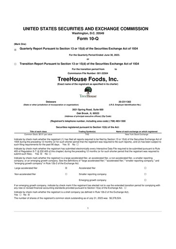 Vorschaubild TreeHouse Foods
 10-Q Quartalsbericht 2023 