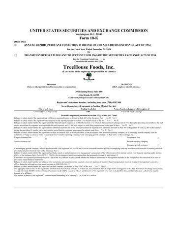 Thumbnail TreeHouse Foods
 10-K Annual Report 2024