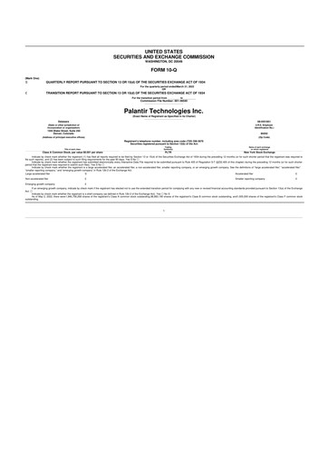 Miniature Palantir 10-Q Rapport trimestriel 2022 