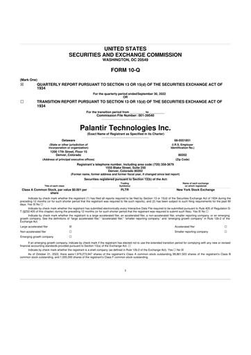 Miniature Palantir 10-Q Rapport trimestriel 2022 