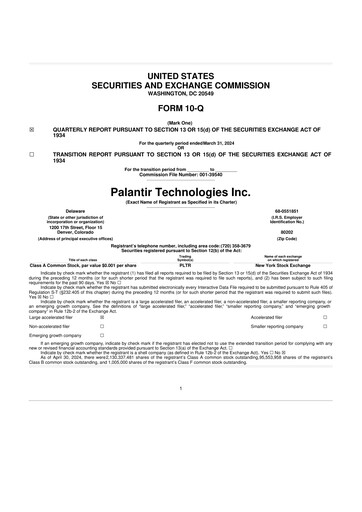 Miniature Palantir 10-Q Rapport trimestriel 2024 