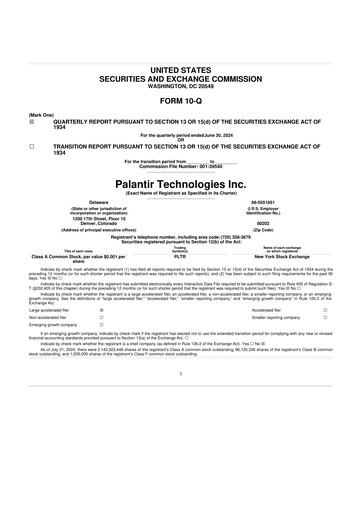 Miniature Palantir 10-Q Rapport trimestriel 2024 
