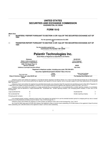 Miniature Palantir 10-Q Rapport trimestriel 2025 