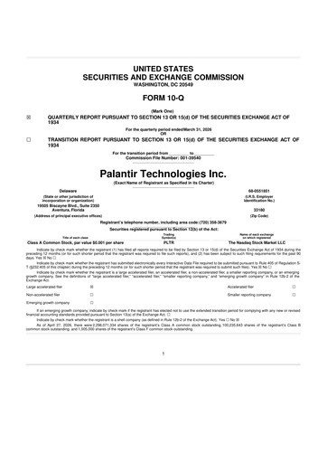 Thumbnail Palantir 10-Q Quarterly Report FY 
