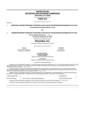 Thumbnail Penumbra 10-Q Quarterly Report FY2016 