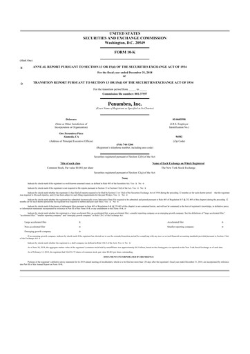 Thumbnail Penumbra 10-K Annual Report 2018