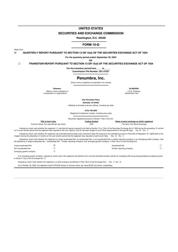 Thumbnail Penumbra 10-Q Quarterly Report FY2022 