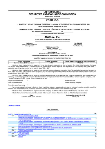 Thumbnail AtriCure 10-Q Quarterly Report FY2019 