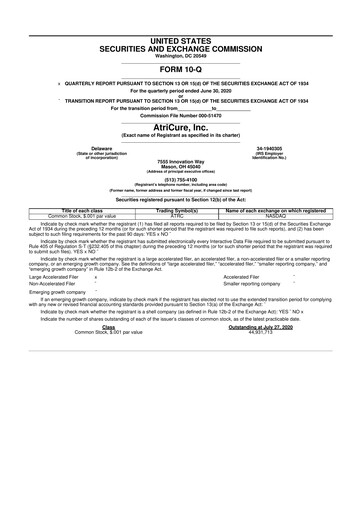 Thumbnail AtriCure 10-Q Quarterly Report FY2020 