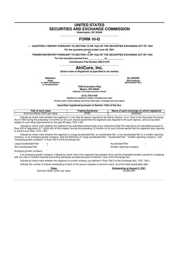 Thumbnail AtriCure 10-Q Quarterly Report FY2021 