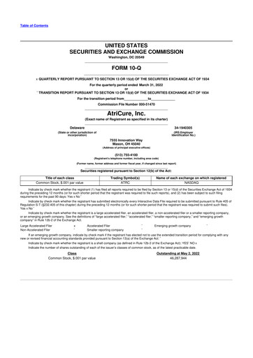 Thumbnail AtriCure 10-Q Quarterly Report FY2022 