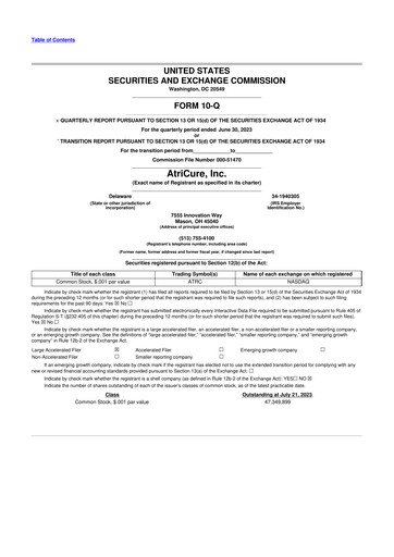 Thumbnail AtriCure 10-Q Quarterly Report FY2023 