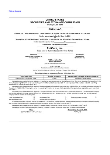 Thumbnail AtriCure 10-Q Quarterly Report FY2025 