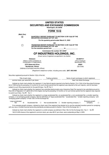 Miniature CF Industries
 10-Q Rapport trimestriel 2025 