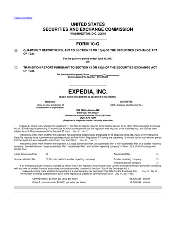 Vorschaubild Expedia Group 10-Q Quartalsbericht 2017 