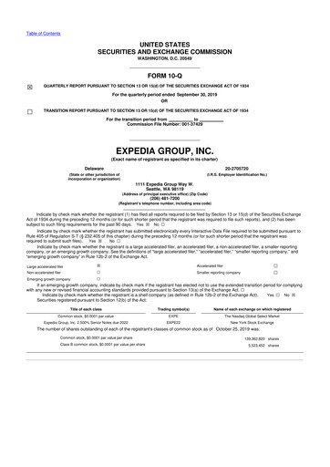 Vorschaubild Expedia Group 10-Q Quartalsbericht 2019 