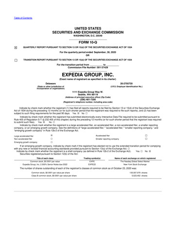 Vorschaubild Expedia Group 10-Q Quartalsbericht 2020 