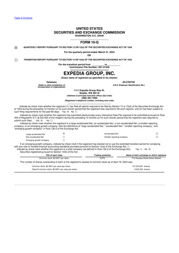 Vorschaubild Expedia Group 10-Q Quartalsbericht 2024 