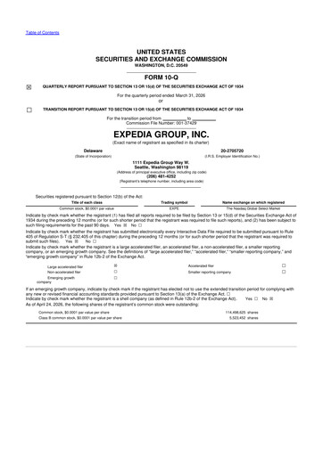 Thumbnail Expedia Group 10-Q Quarterly Report FY 