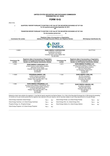 Vorschaubild Duke Energy 10-Q Quartalsbericht 2015 
