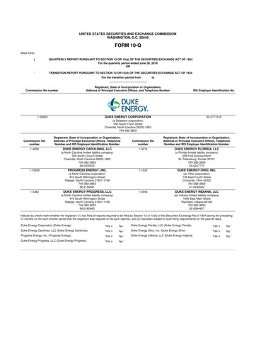 Vorschaubild Duke Energy 10-Q Quartalsbericht 2016 
