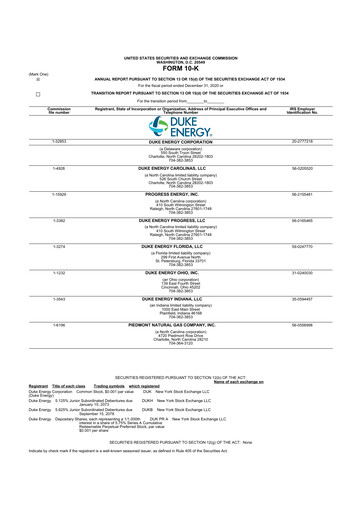 Miniature Duke Energy 10-K Rapport annuel 2020
