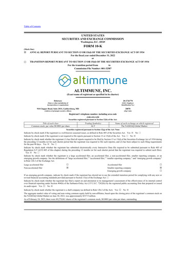 Vorschaubild Altimmune 10-K Jahresbericht 2022