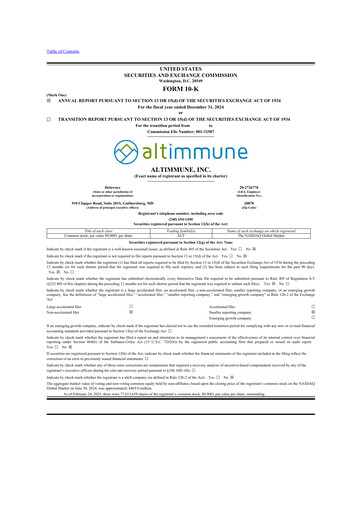 Vorschaubild Altimmune 10-K Jahresbericht 2024