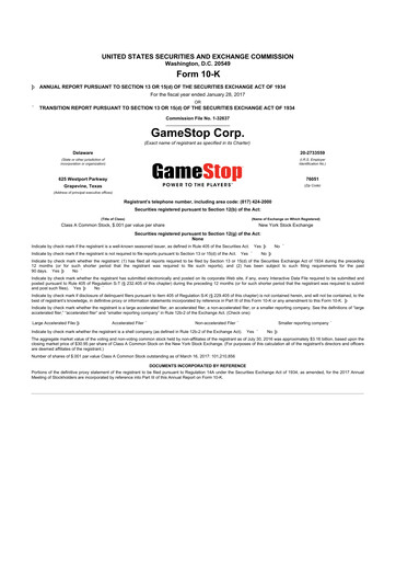 Thumbnail GameStop
 10-K Annual Report 2016