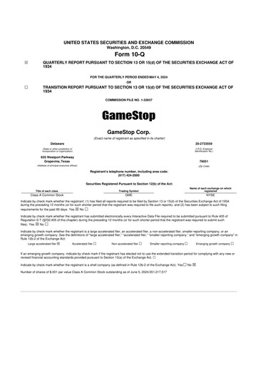 Miniature GameStop
 10-Q Rapport trimestriel 2024 