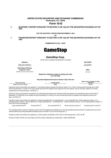 Miniature GameStop
 10-Q Rapport trimestriel 2024 