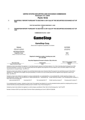 Miniature GameStop
 10-Q Rapport trimestriel 2025 