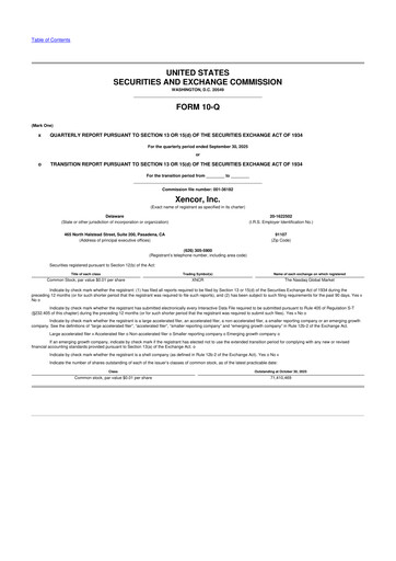 Thumbnail Xencor 10-Q Quarterly Report FY2025 