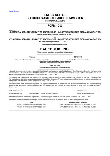 Thumbnail Meta Platforms (Facebook) 10-Q Quarterly Report FY2012 