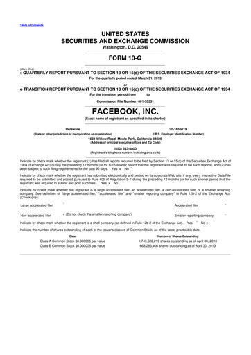 Thumbnail Meta Platforms (Facebook) 10-Q Quarterly Report FY2013 