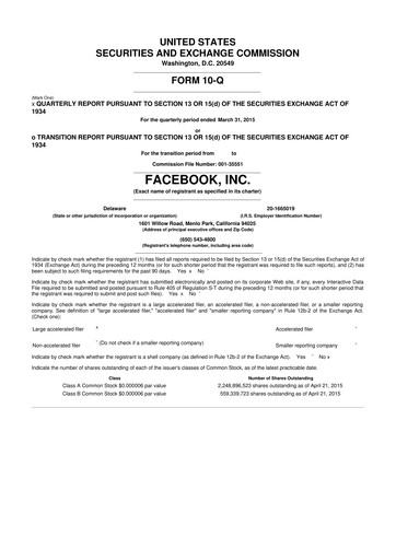 Thumbnail Meta Platforms (Facebook) 10-Q Quarterly Report FY2015 