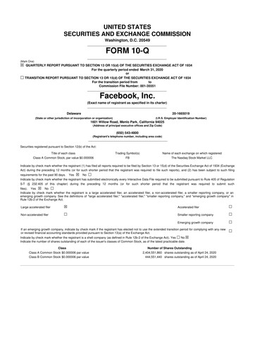 Thumbnail Meta Platforms (Facebook) 10-Q Quarterly Report FY2020 