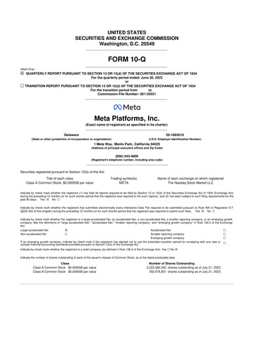 Thumbnail Meta Platforms (Facebook) 10-Q Quarterly Report FY2023 