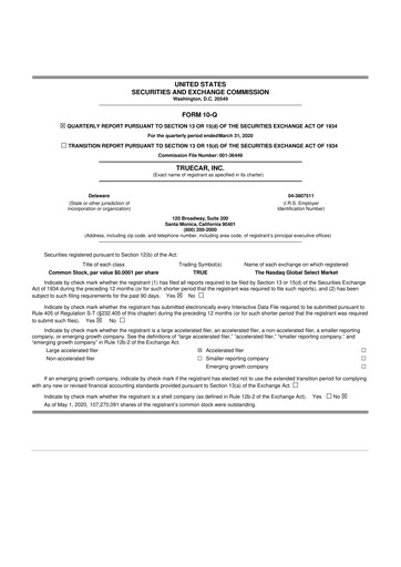 Thumbnail TrueCar 10-Q Quarterly Report FY2020 