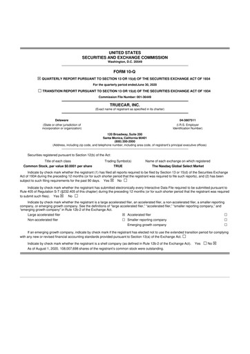 Thumbnail TrueCar 10-Q Quarterly Report FY2020 