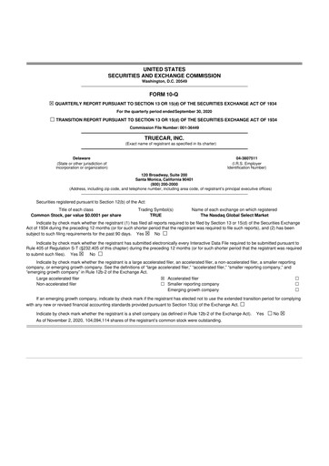 Thumbnail TrueCar 10-Q Quarterly Report FY2020 