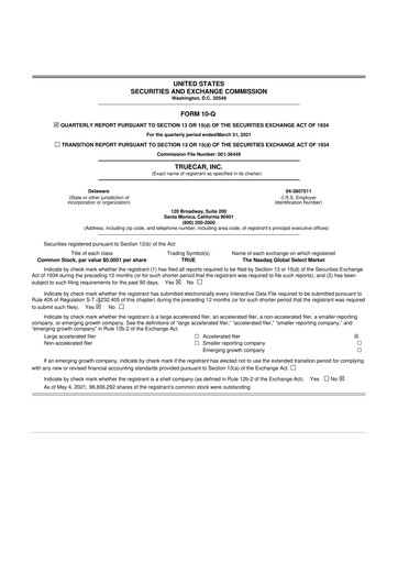 Thumbnail TrueCar 10-Q Quarterly Report FY2021 
