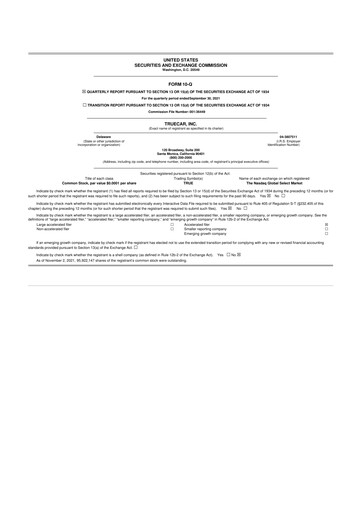 Thumbnail TrueCar 10-Q Quarterly Report FY2021 