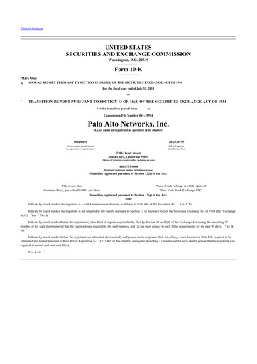 Thumbnail Palo Alto Networks
 10-K Annual Report 2013