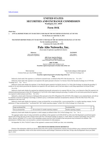 Thumbnail Palo Alto Networks
 10-K Annual Report 2014